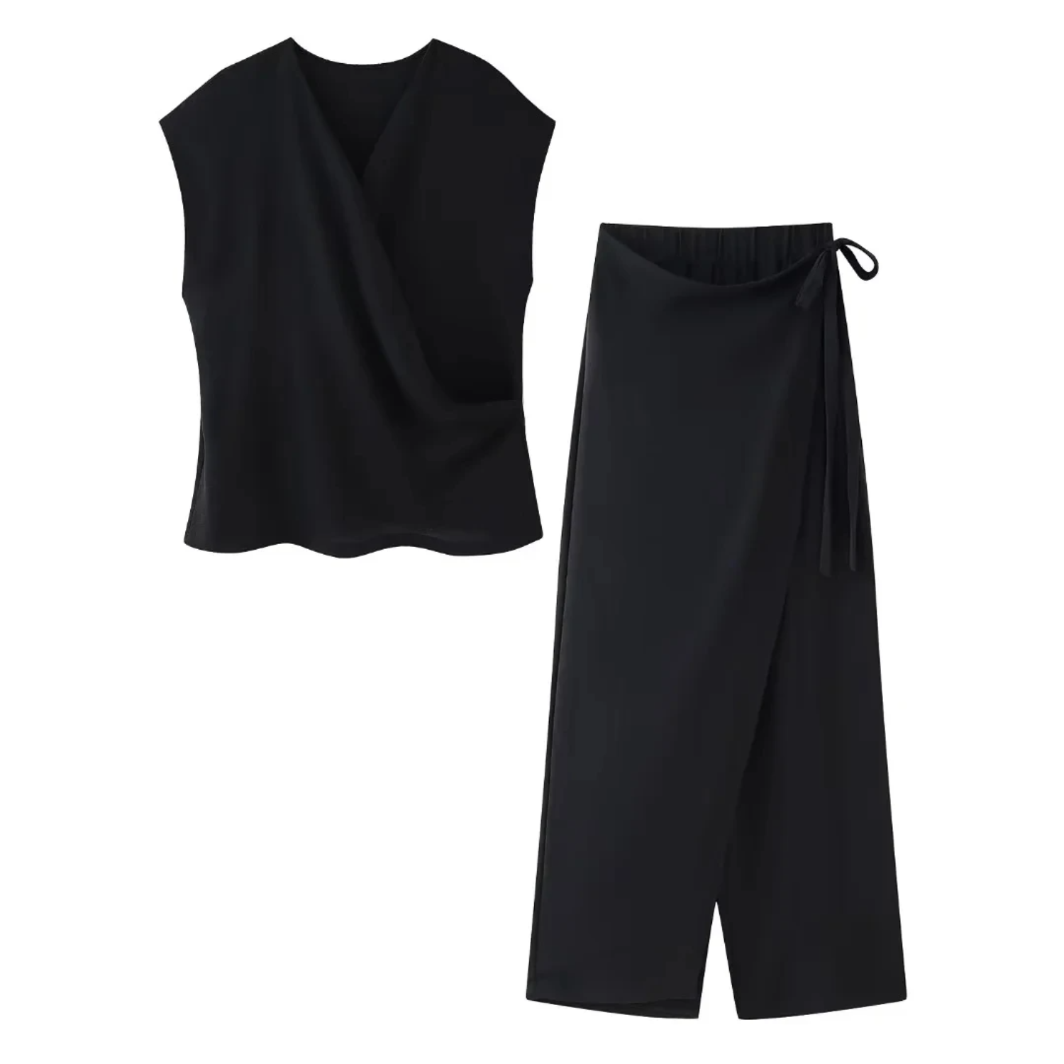 Freja | Sommer Retro Sæt med Dobbeltknappet Vest og Sarongbukser