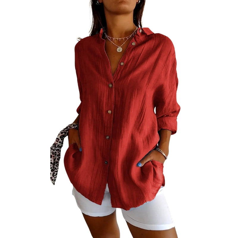 Chloe – Stilfuld Kortærmet Skjorte med Knaplukning