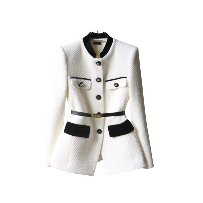 Camila – Blazer med Ståkrave og Velvet Kant