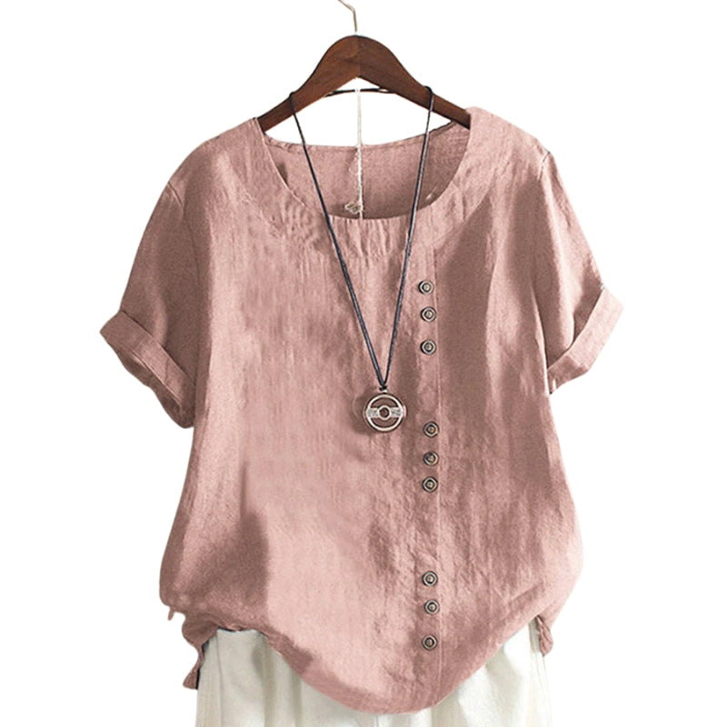 Harper – Klassisk Løs Fit Rund Hals Knap Down Skjorte