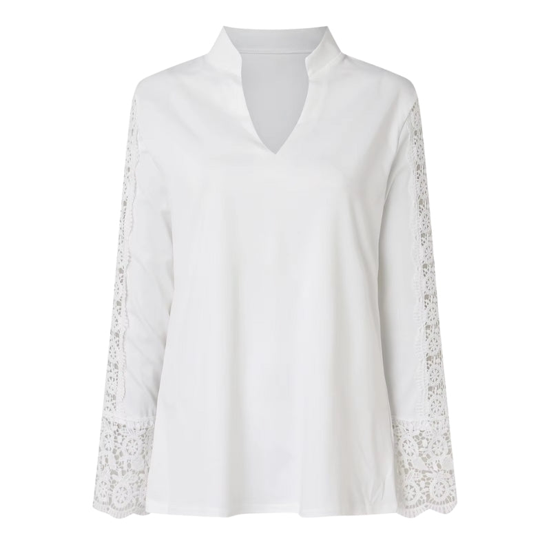 Mia – Elegant Langærmet Bluse med V Hals