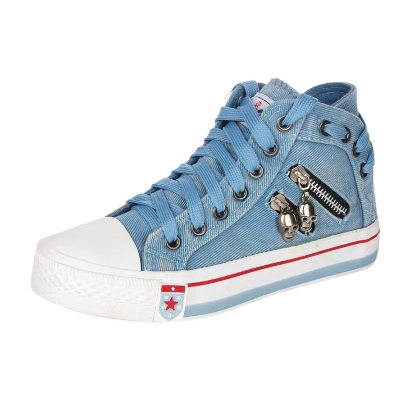 Natalie - Højtskaftede sneakers med dekorativ lynlås