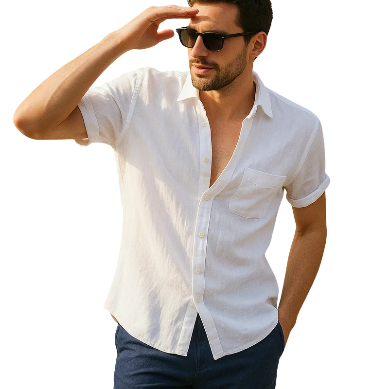 Leo – Korte Ærmer Knappet Skjorte med Brystlomme