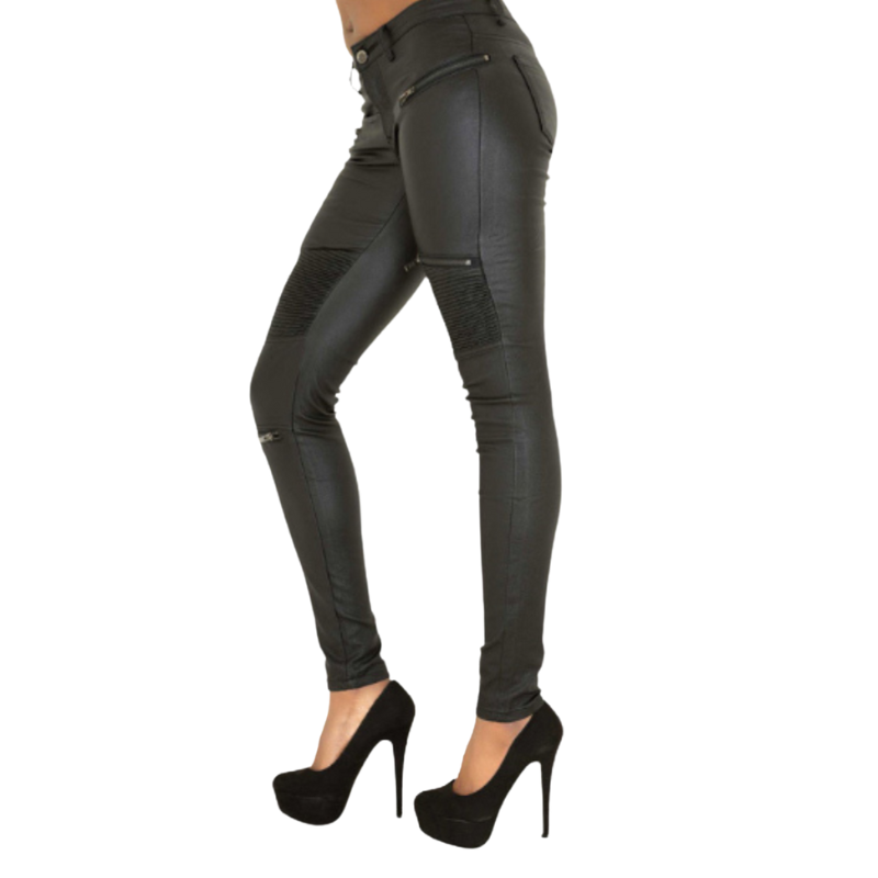 Addison – Højtaljede Lange Bukser med Lynlåslommer