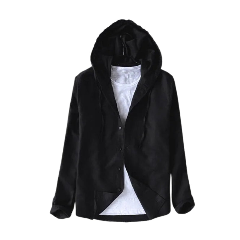 Elijah – Hoodie Skjorte med Lange Ærmer og Knaplukning