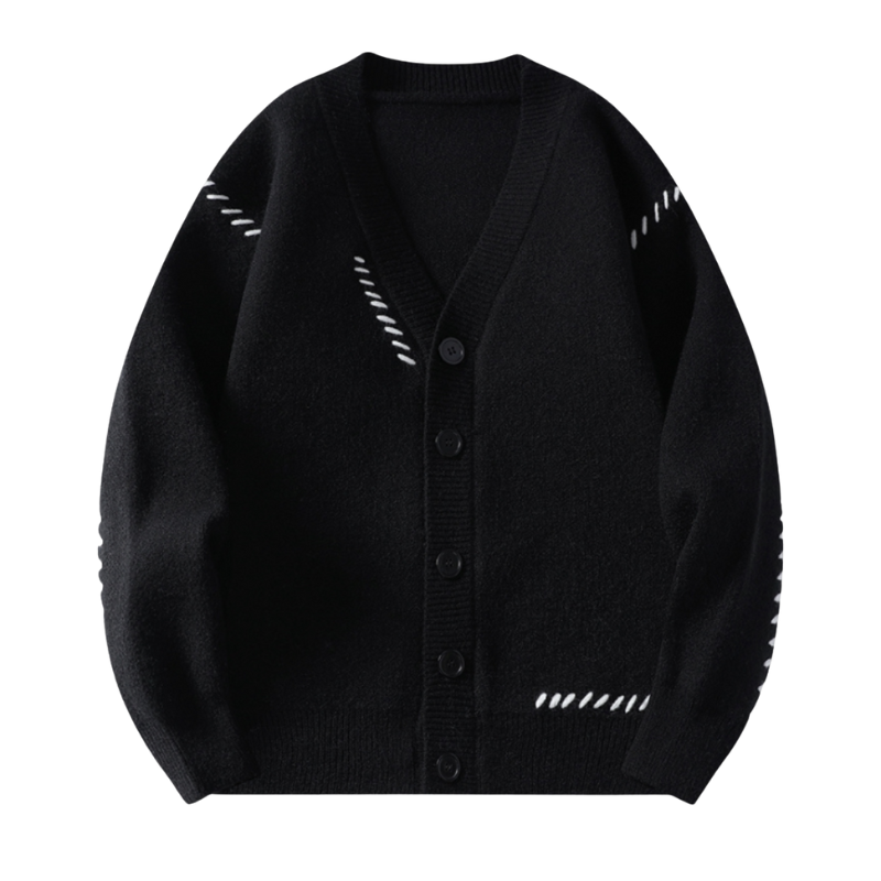 Victor – Lange Ærmer Cardigan med V Hals og Knaplukning