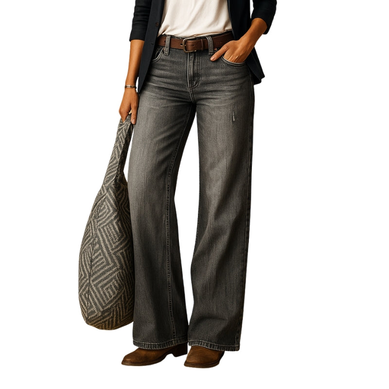 Clara – Lige Skårne Bukser med Vide Ben og Funktionelle Lommer