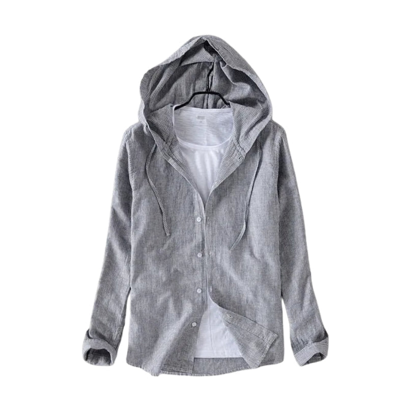 Elijah – Hoodie Skjorte med Lange Ærmer og Knaplukning