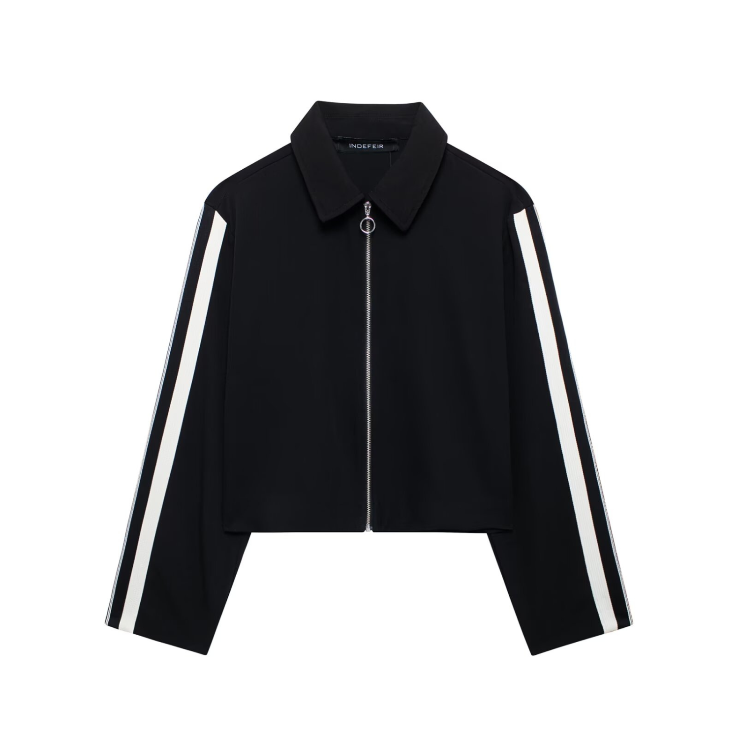 Lærke | Sporty Sæt med Kort Lynlåsjakke og Vide Bukser