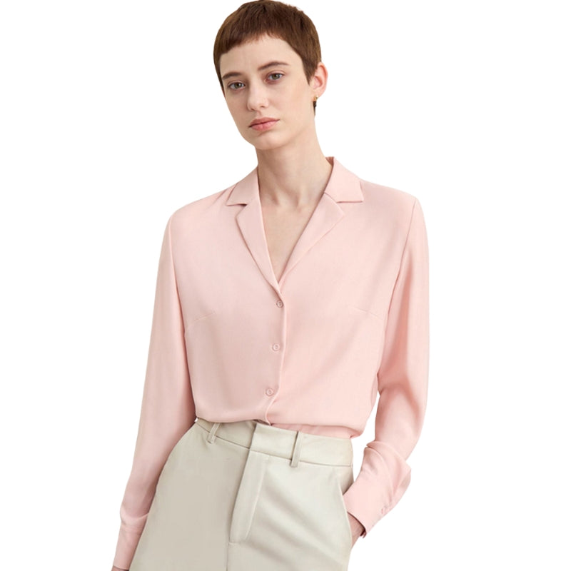 Amelia - Løs pasform langærmet bluse med reverskrave