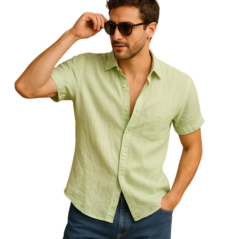 Leo – Korte Ærmer Knappet Skjorte med Brystlomme