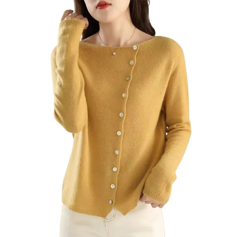 Mackenzie – Trøje med Asymmetriske Knapper og Lange Ærmer