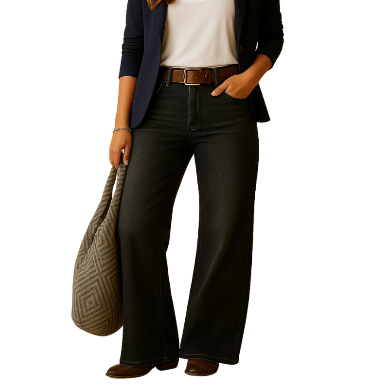 Clara – Lige Skårne Bukser med Vide Ben og Funktionelle Lommer