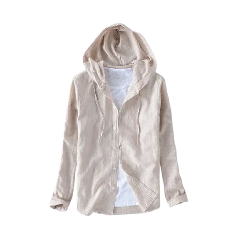 Elijah – Hoodie Skjorte med Lange Ærmer og Knaplukning