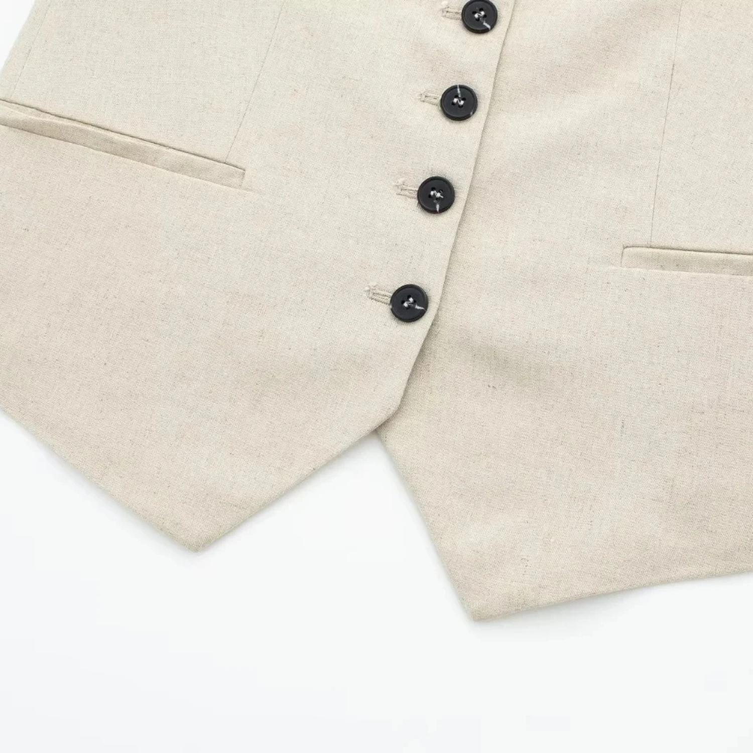 Johanne | Elegant Linned Sæt med Ærmeløs Vest og Shorts