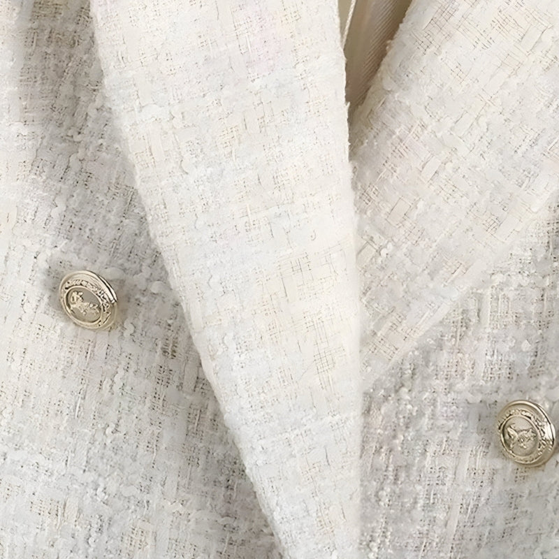 Freya – Tweed Blazer med Lange Ærmer og Lommer