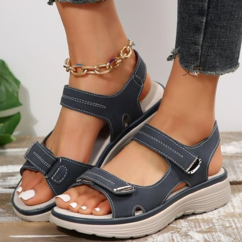 Evelyn - Sandaler med Åben Tå og Justerbare Velcrostropper