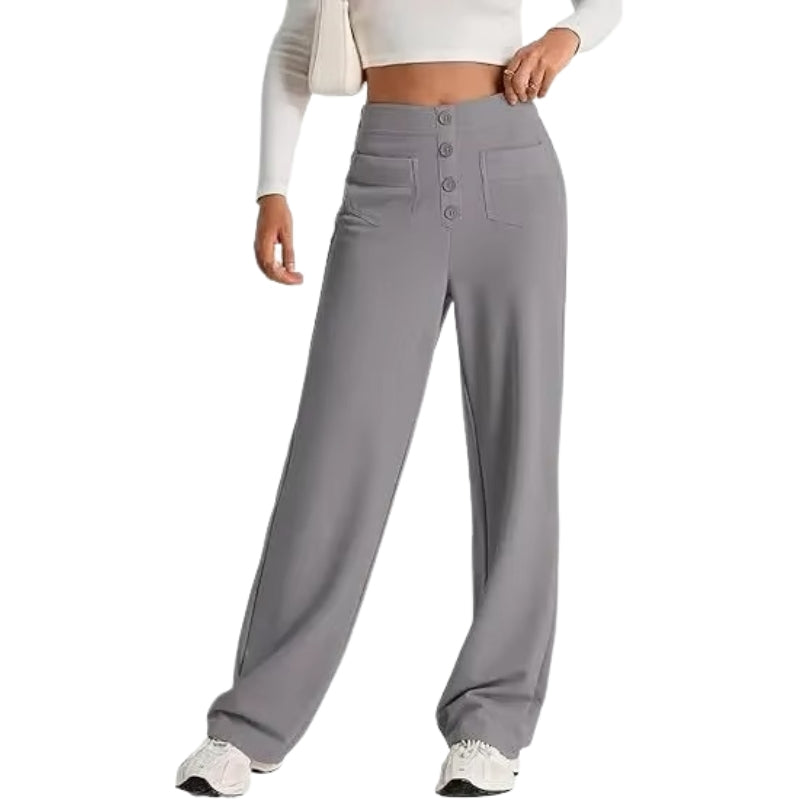 Selene - Højtaljede lige bukser med lommer