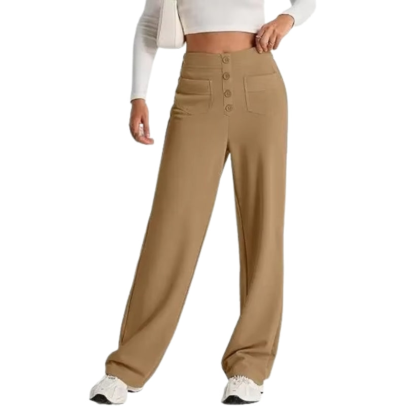 Selene - Højtaljede lige bukser med lommer