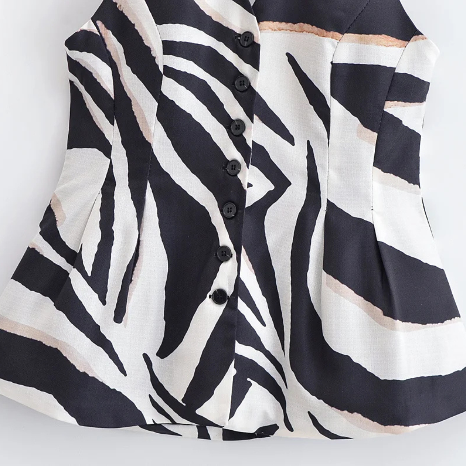 Alma | Buksedragt med Zebra-striber og Rygløs Vest + Højtaljede Bukser