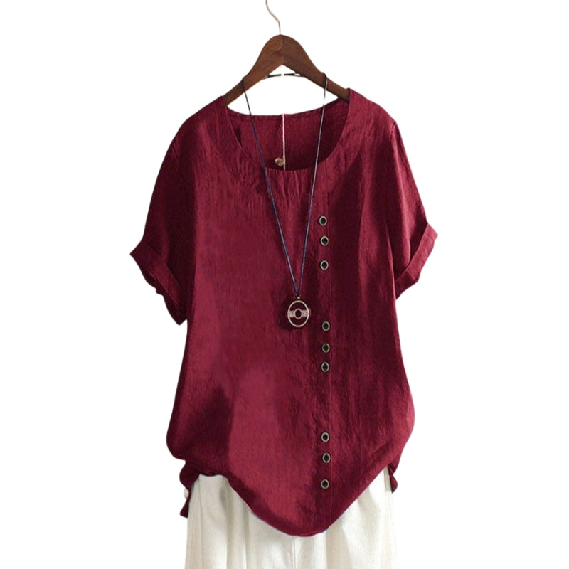 Harper – Klassisk Løs Fit Rund Hals Knap Down Skjorte