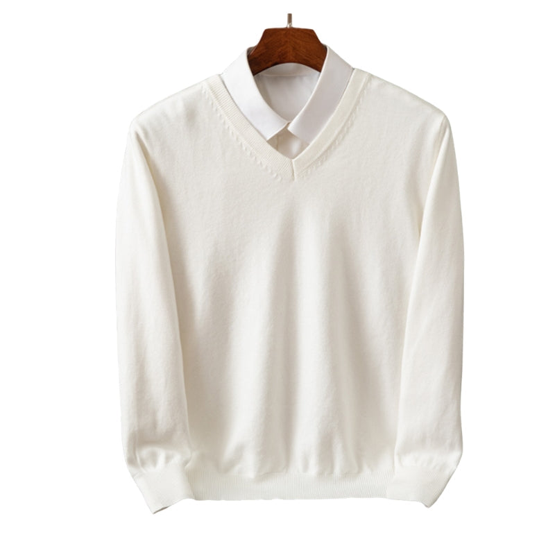 Charles – Løs Pasform Trøje med Lange Ærmer og V Hals