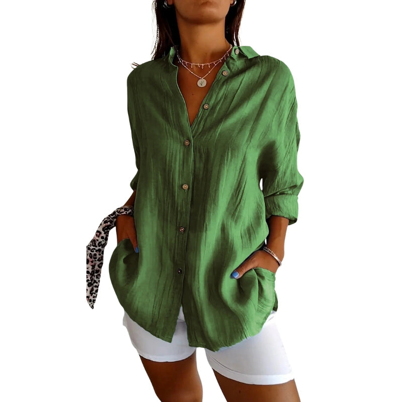 Chloe – Stilfuld Kortærmet Skjorte med Knaplukning