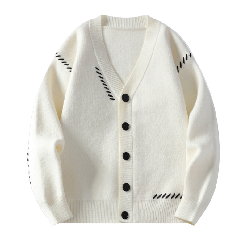 Victor – Lange Ærmer Cardigan med V Hals og Knaplukning