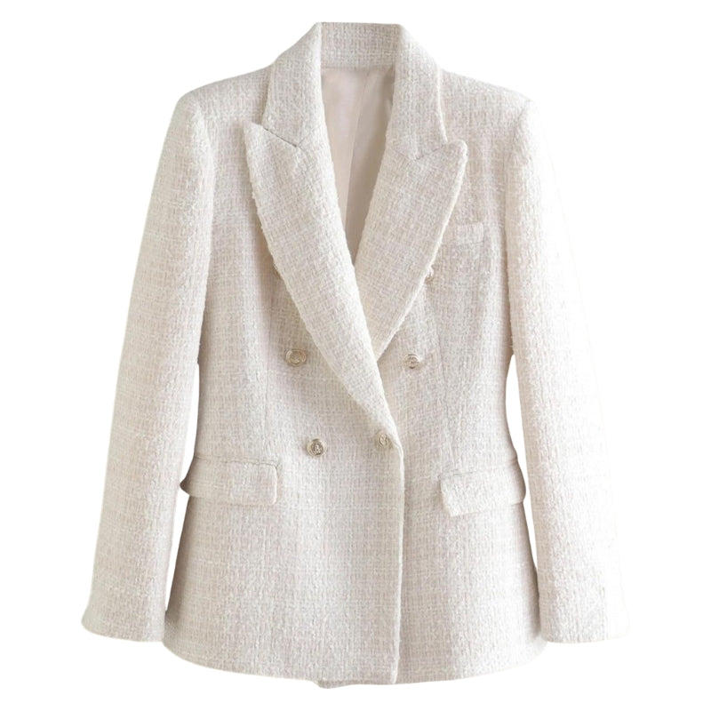 Freya – Tweed Blazer med Lange Ærmer og Lommer