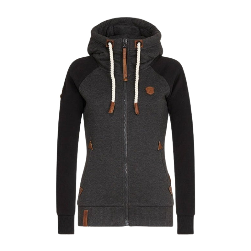 Sofia – Hoodie med Lynlås og Justerbar Hætte i Afslappet Pasform