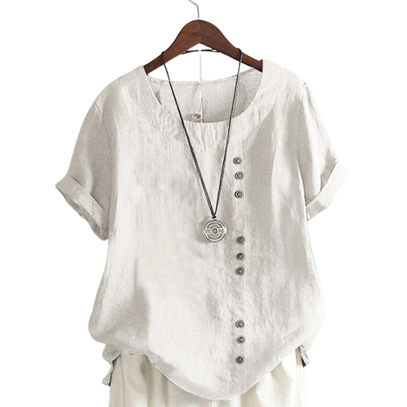 Harper – Klassisk Løs Fit Rund Hals Knap Down Skjorte