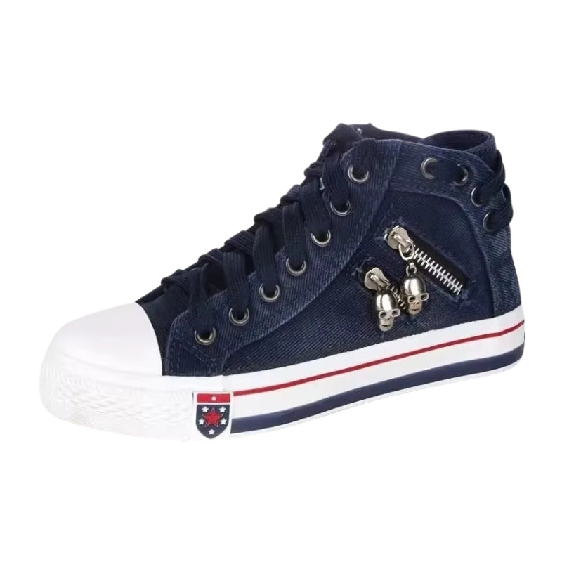 Natalie - Højtskaftede sneakers med dekorativ lynlås