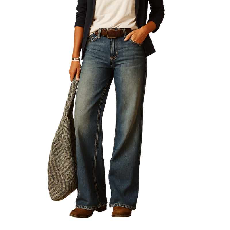 Clara – Lige Skårne Bukser med Vide Ben og Funktionelle Lommer