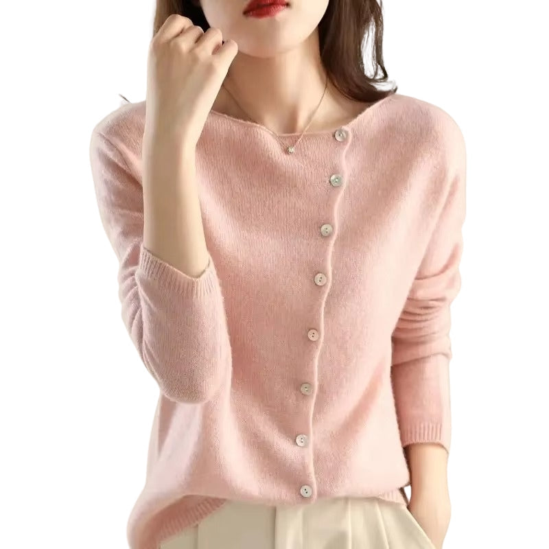 Mackenzie – Trøje med Asymmetriske Knapper og Lange Ærmer