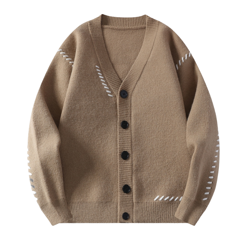 Victor – Lange Ærmer Cardigan med V Hals og Knaplukning