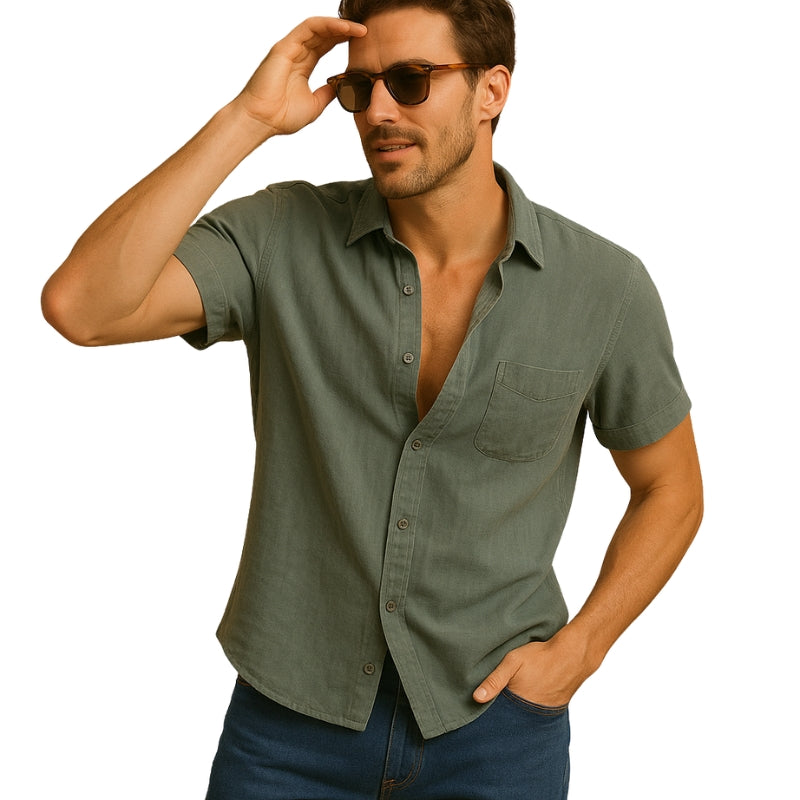 Leo – Korte Ærmer Knappet Skjorte med Brystlomme