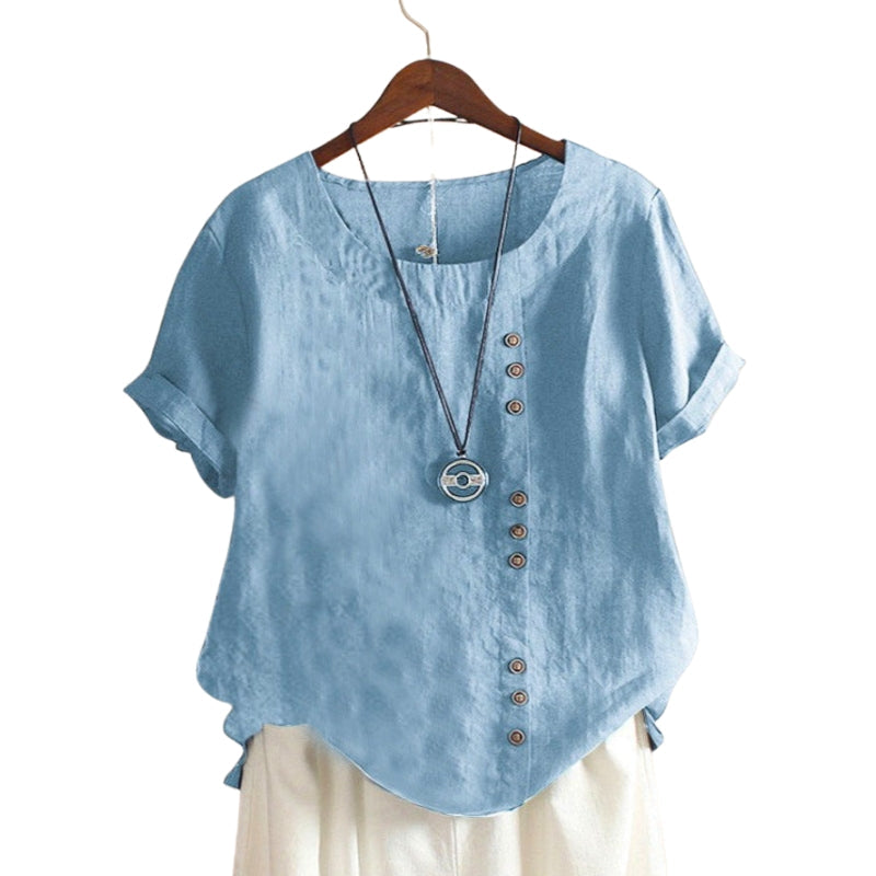 Harper – Klassisk Løs Fit Rund Hals Knap Down Skjorte