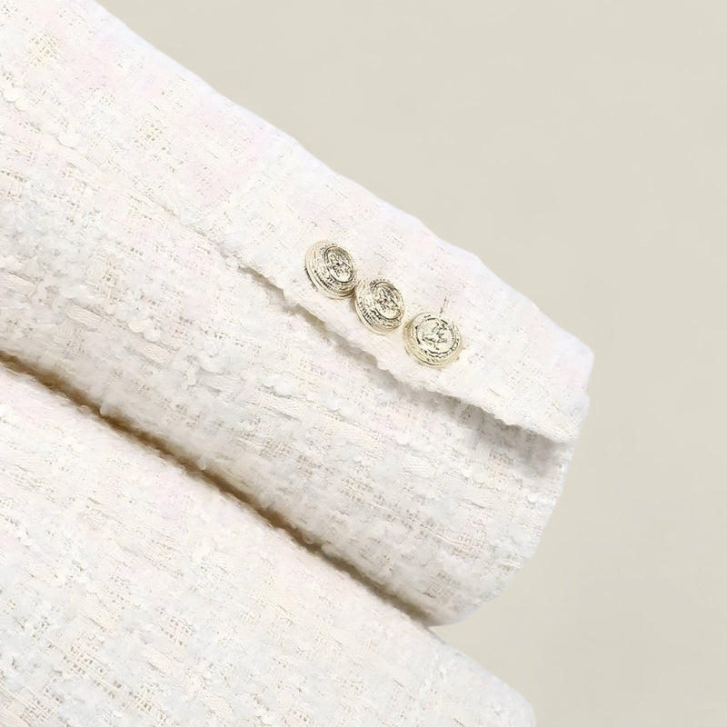 Freya – Tweed Blazer med Lange Ærmer og Lommer