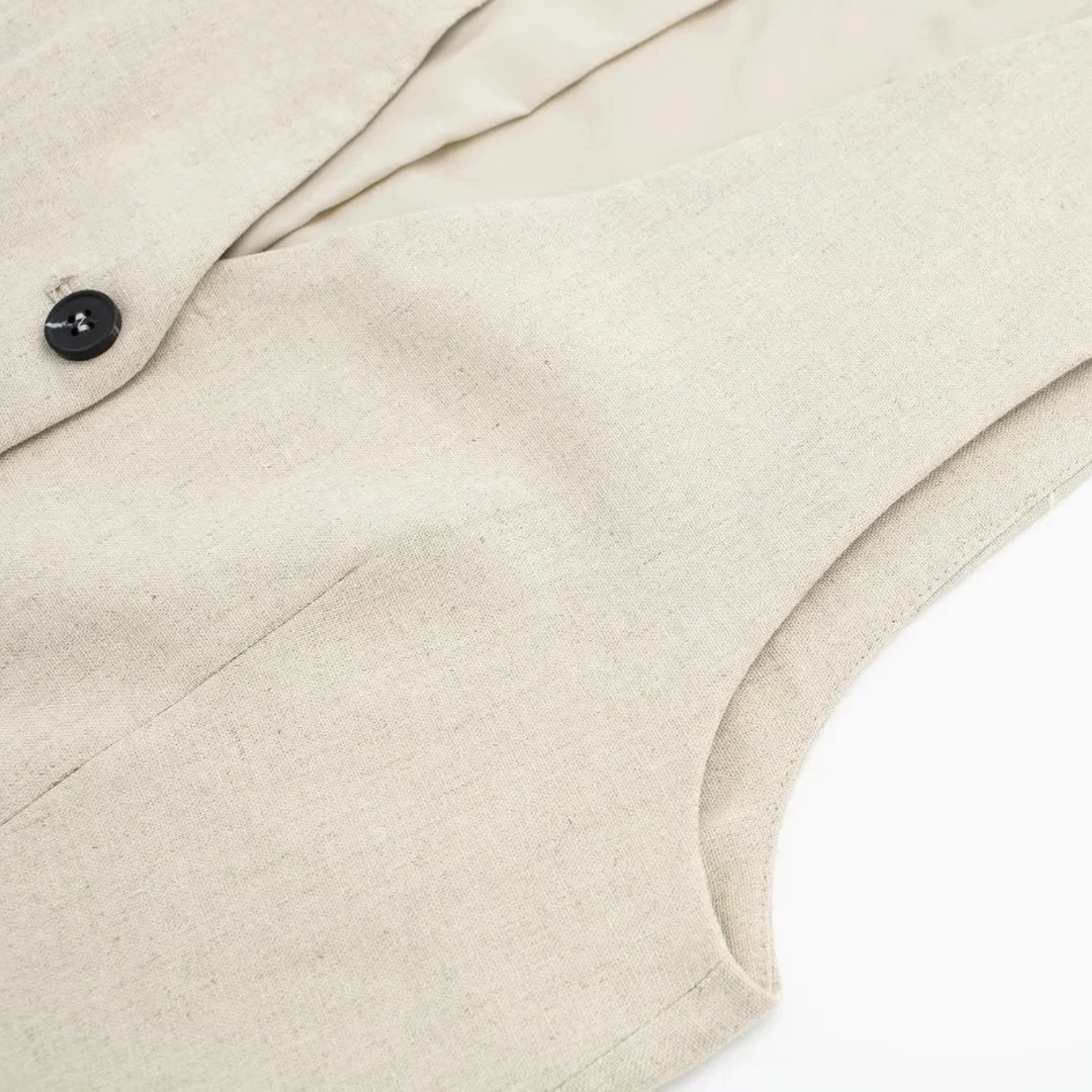 Johanne | Elegant Linned Sæt med Ærmeløs Vest og Shorts