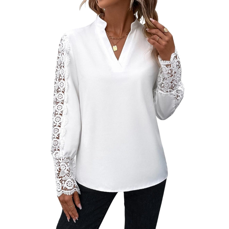Mia – Elegant Langærmet Bluse med V Hals
