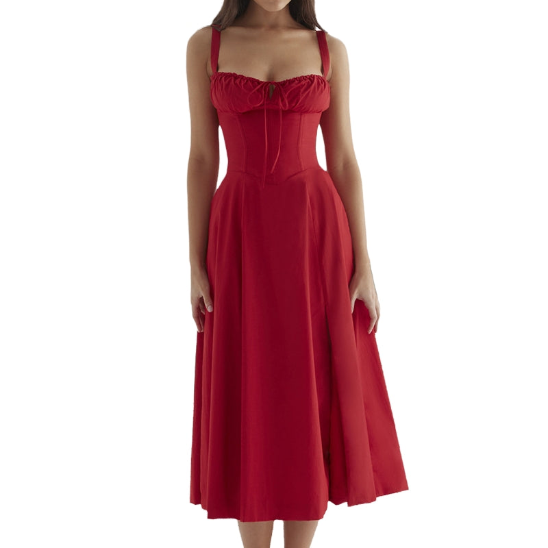 Addison – Ærmeløs Kjole med Høj Talje og Blomsterprint