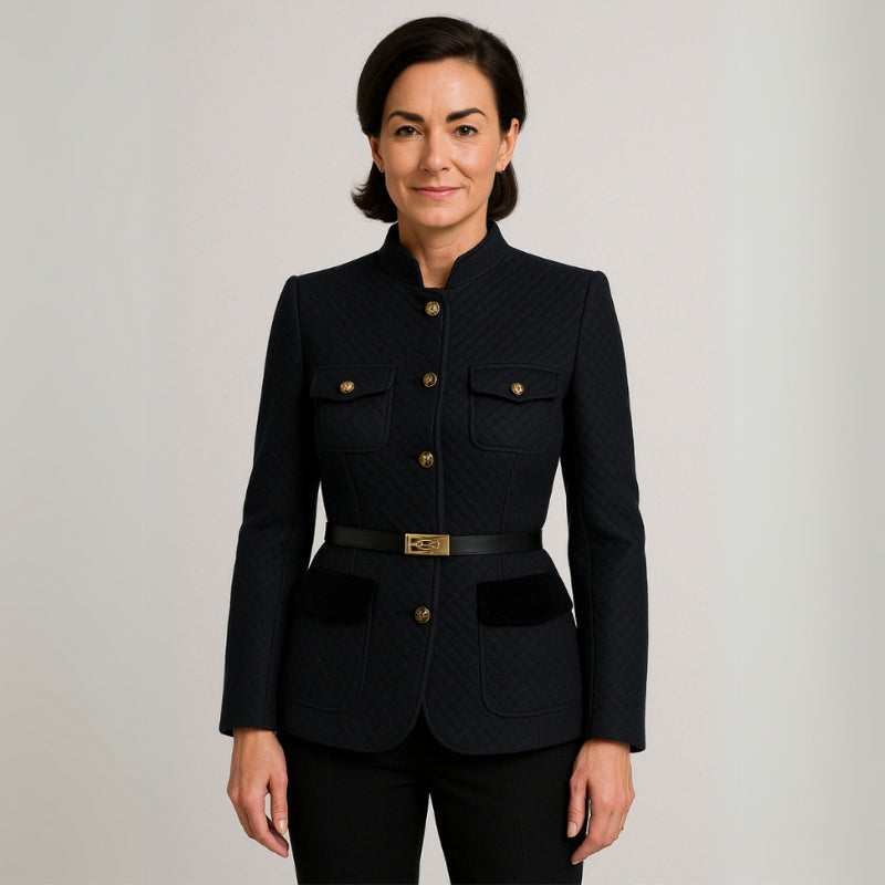 Camila – Blazer med Ståkrave og Velvet Kant