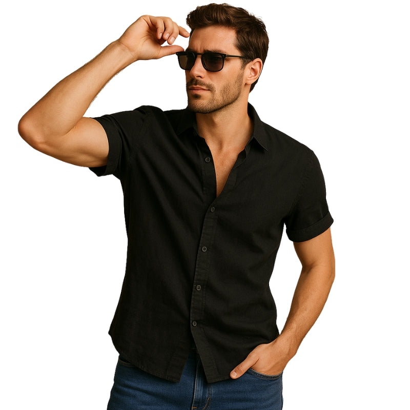 Leo – Korte Ærmer Knappet Skjorte med Brystlomme