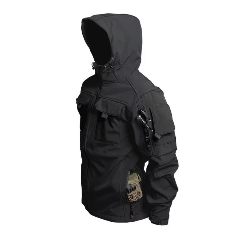 Thomas – Tactical Hooded Jacket med Flere Lommer og Lynlås