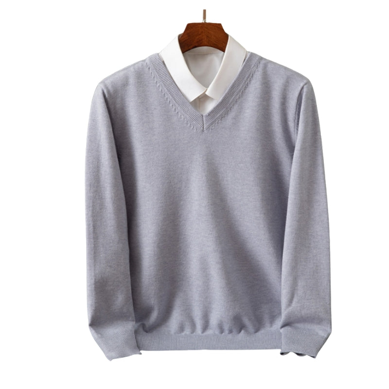 Charles – Løs Pasform Trøje med Lange Ærmer og V Hals